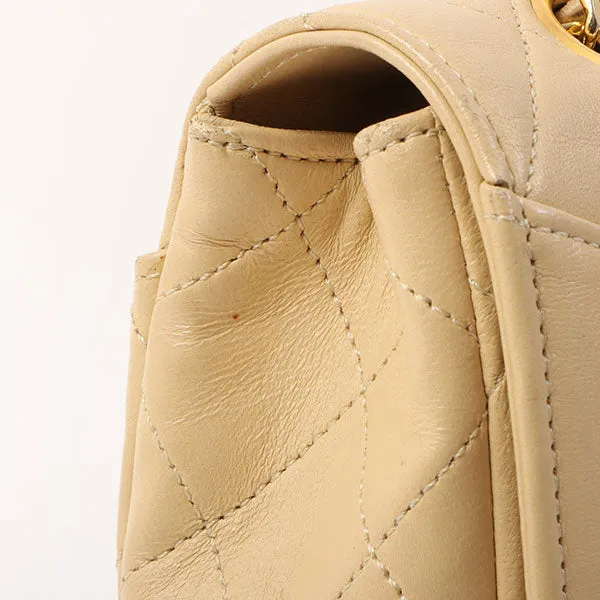 Chanel Around 1990 Made Design Flap Chain Bag With Pouch Beige