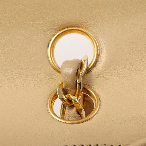 Chanel Around 1990 Made Design Flap Chain Bag With Pouch Beige