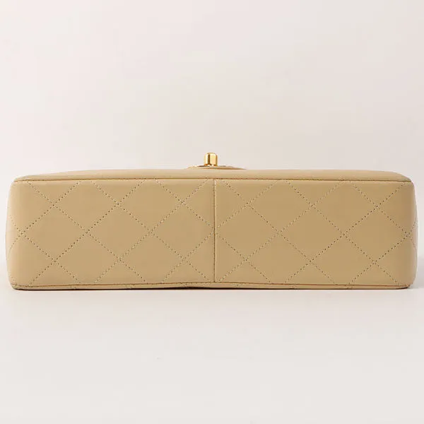 Chanel Around 1990 Made Design Flap Chain Bag With Pouch Beige