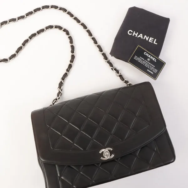 Chanel Around 1997 Made Diana Flap Chain Bag Black