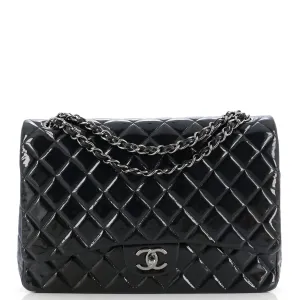 CHANEL Classic Double Flap Bag Quilted Patent Maxi