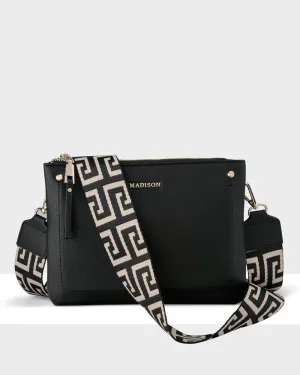 Charlotte Double Zip Crossbody Bag   Graphic Bag Strap