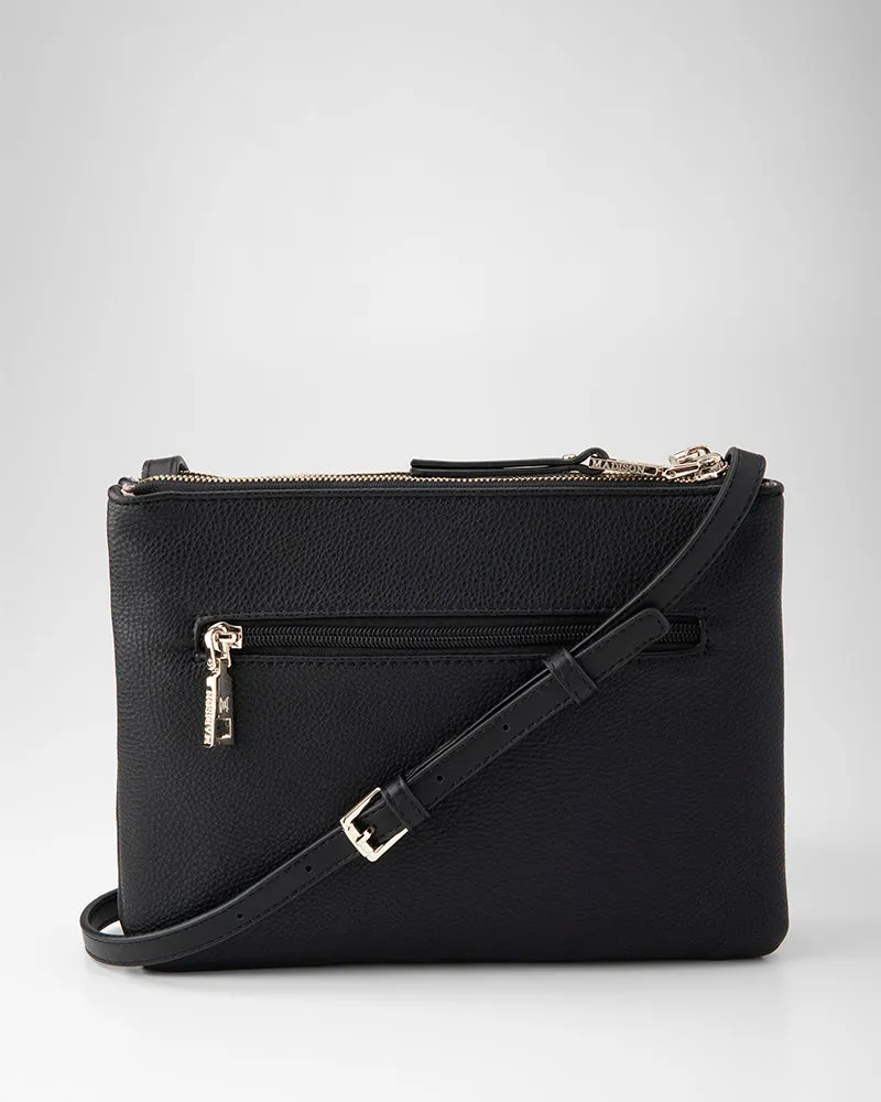 Charlotte Double Zip Crossbody Bag   Graphic Bag Strap