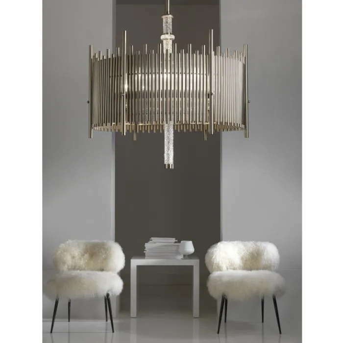 Chic Modern Italian Metal Pendant Light With Faceted Crystal Detail