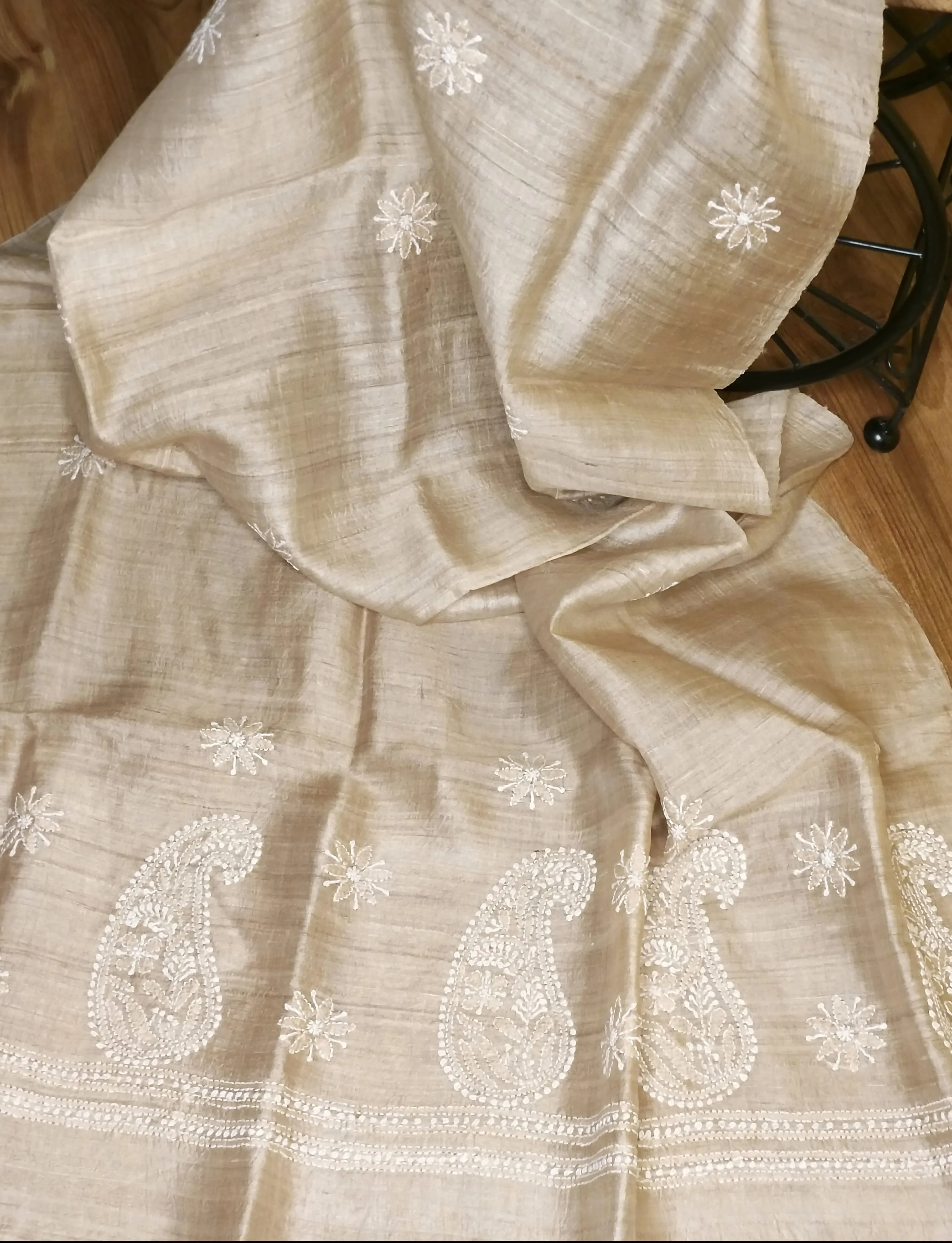 CHIKANKARI SILK DUPATTA