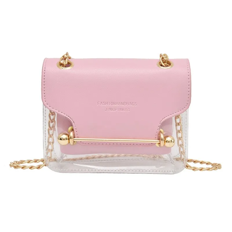 Christmas Gift Luxury Designer Women's Shoulder Bag 2021 New Women's Bag Fashion Transparent Small Square Bag PU Leather Trendy Messenger Bag