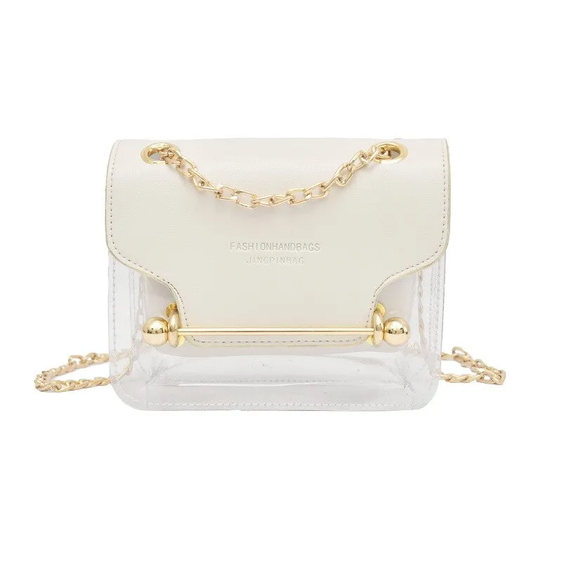 Christmas Gift Luxury Designer Women's Shoulder Bag 2021 New Women's Bag Fashion Transparent Small Square Bag PU Leather Trendy Messenger Bag