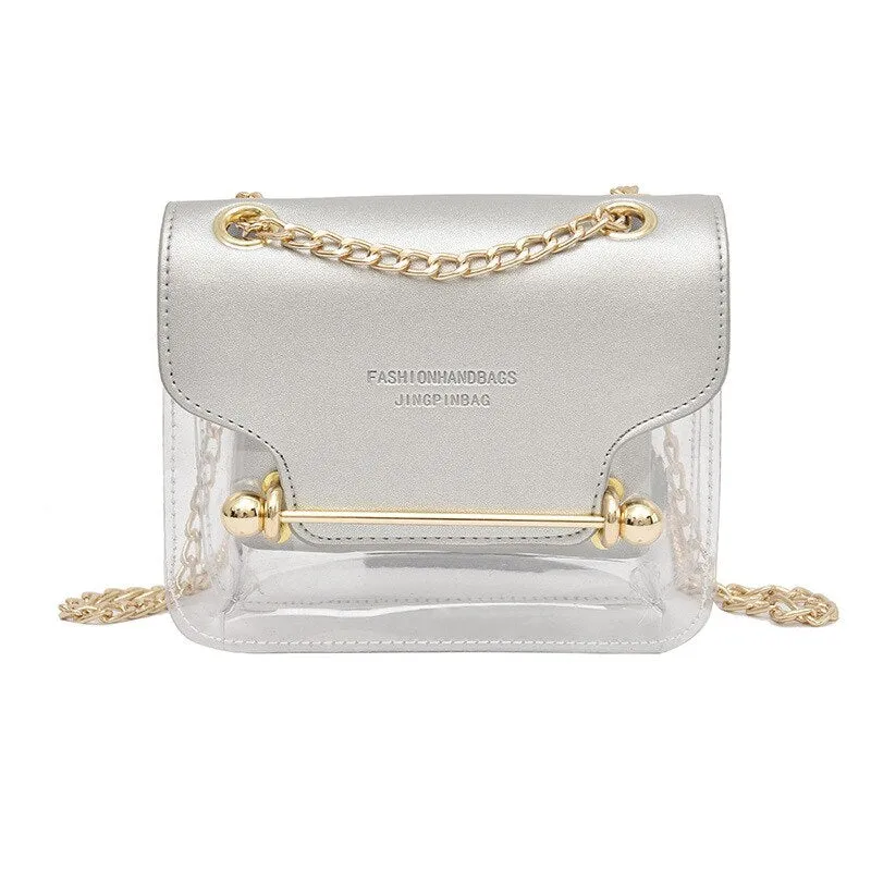 Christmas Gift Luxury Designer Women's Shoulder Bag 2021 New Women's Bag Fashion Transparent Small Square Bag PU Leather Trendy Messenger Bag