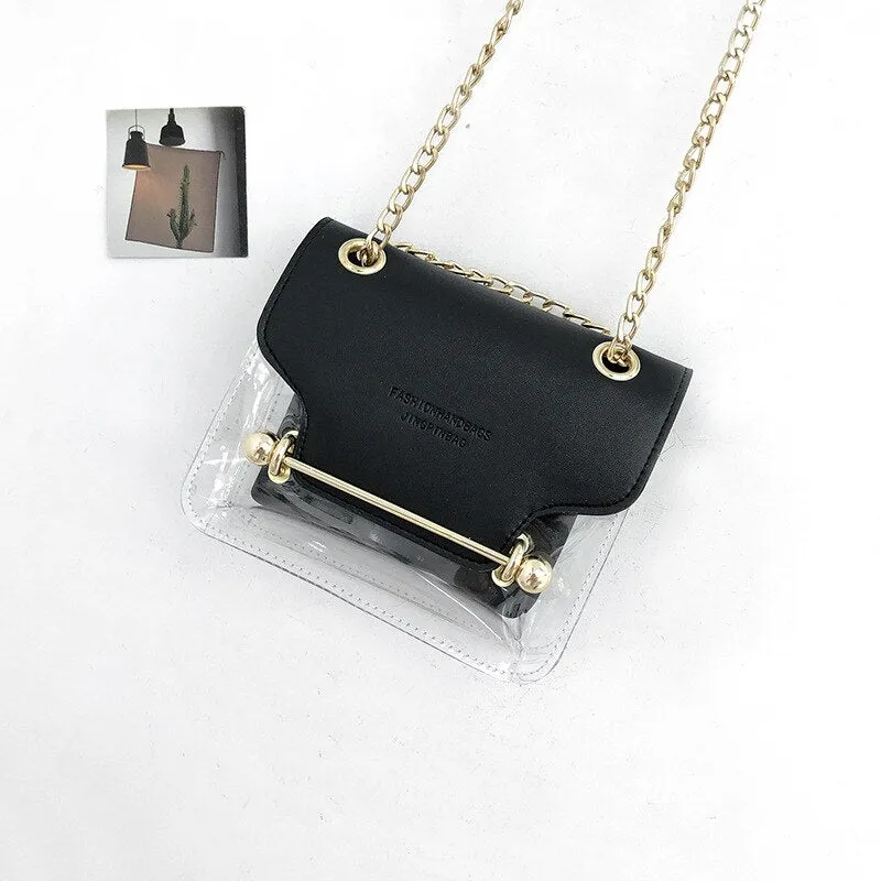 Christmas Gift Luxury Designer Women's Shoulder Bag 2021 New Women's Bag Fashion Transparent Small Square Bag PU Leather Trendy Messenger Bag