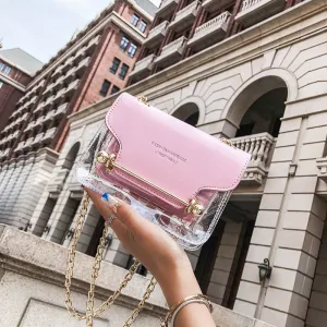 Christmas Gift Luxury Designer Women's Shoulder Bag 2021 New Women's Bag Fashion Transparent Small Square Bag PU Leather Trendy Messenger Bag