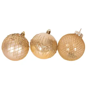 Christmas Ornament Gold Shatterproof Bauble Tree Decoration