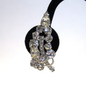Circa 1950s Rhinestone Three-Dimensional Leaf Earrings
