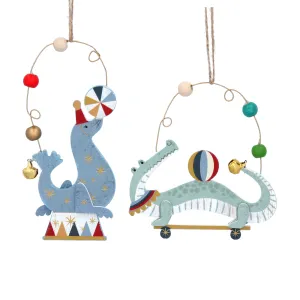 Circus wooden Sealion/Alligator hanging decorations
