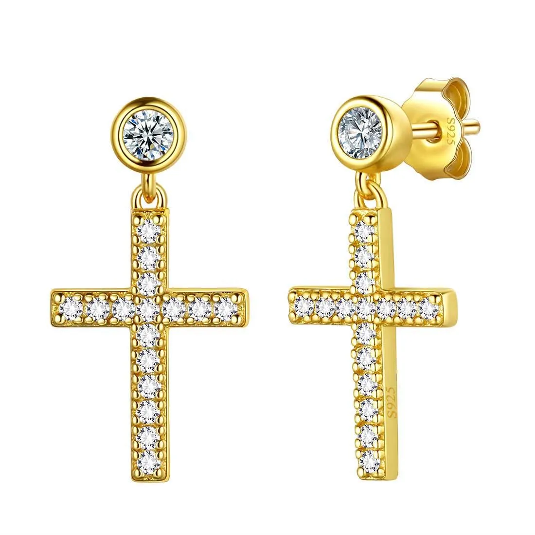 Classic Small Cross Drop Earrings Women Mens Jewelry Sterling Silver