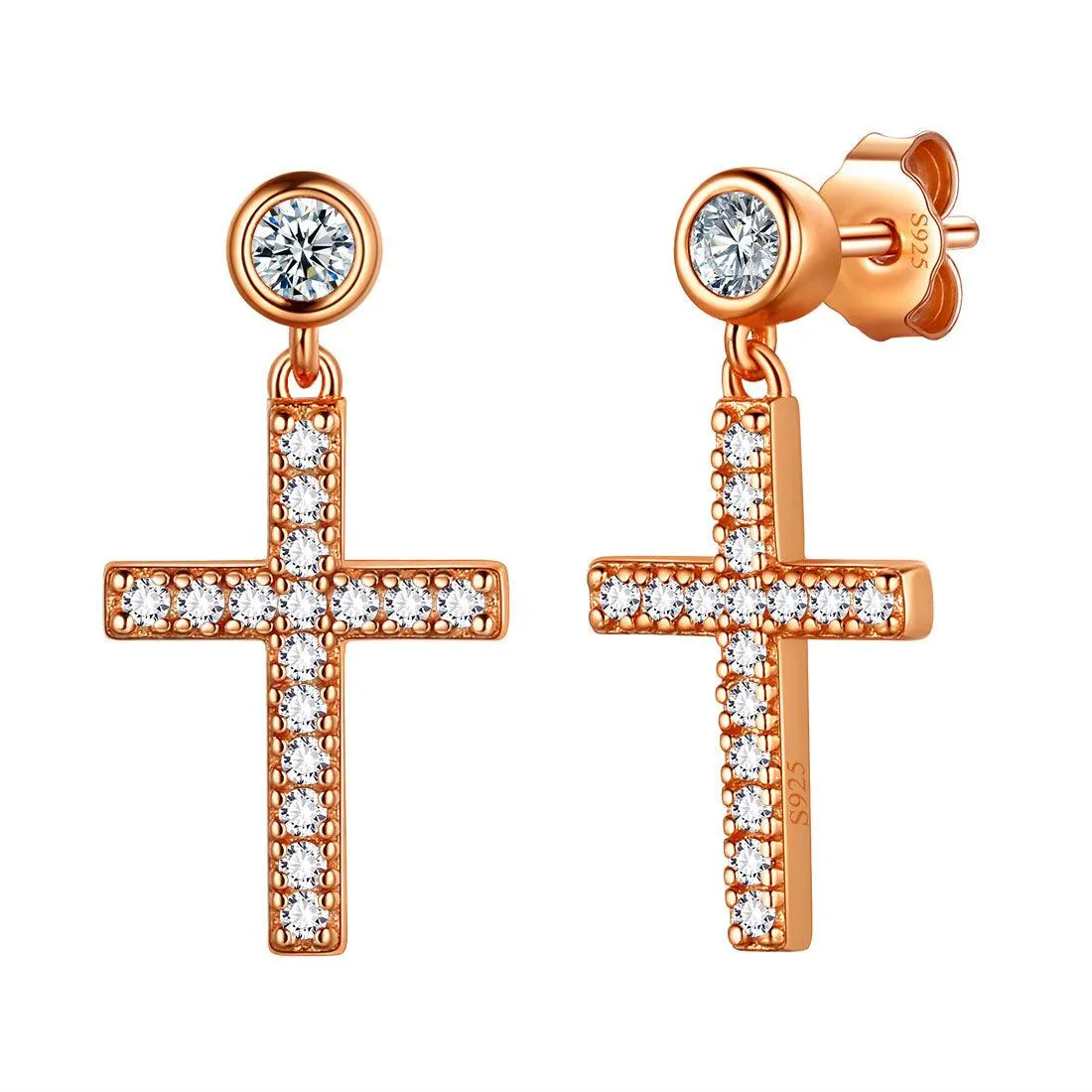 Classic Small Cross Drop Earrings Women Mens Jewelry Sterling Silver