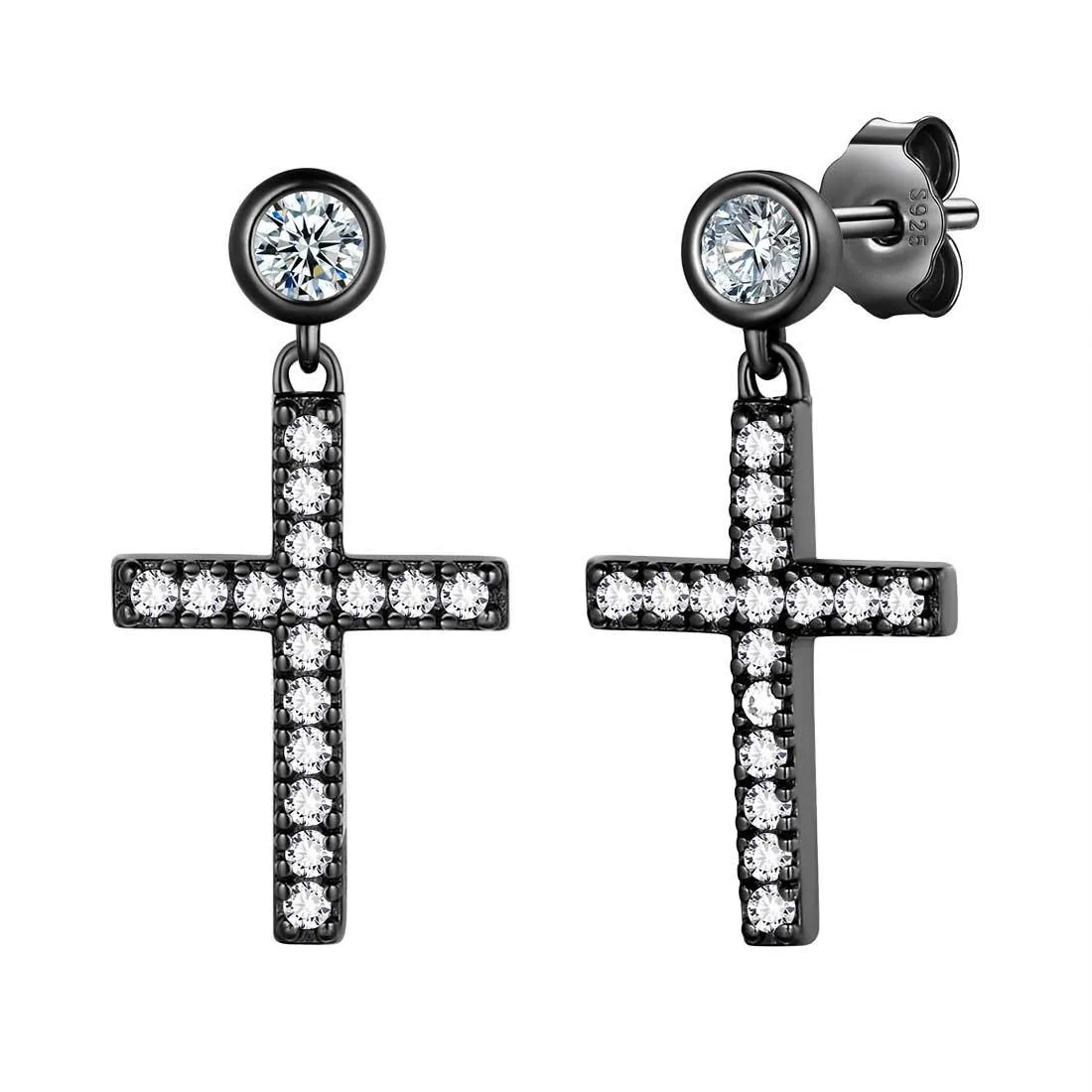 Classic Small Cross Drop Earrings Women Mens Jewelry Sterling Silver