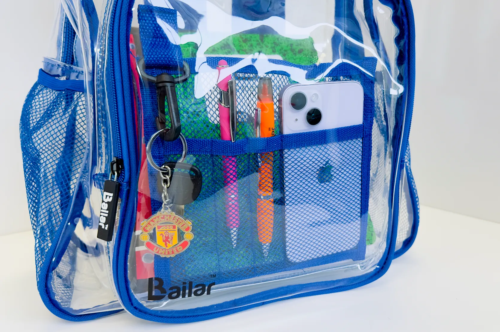 Clear Backpack 1 Red 1 Blue