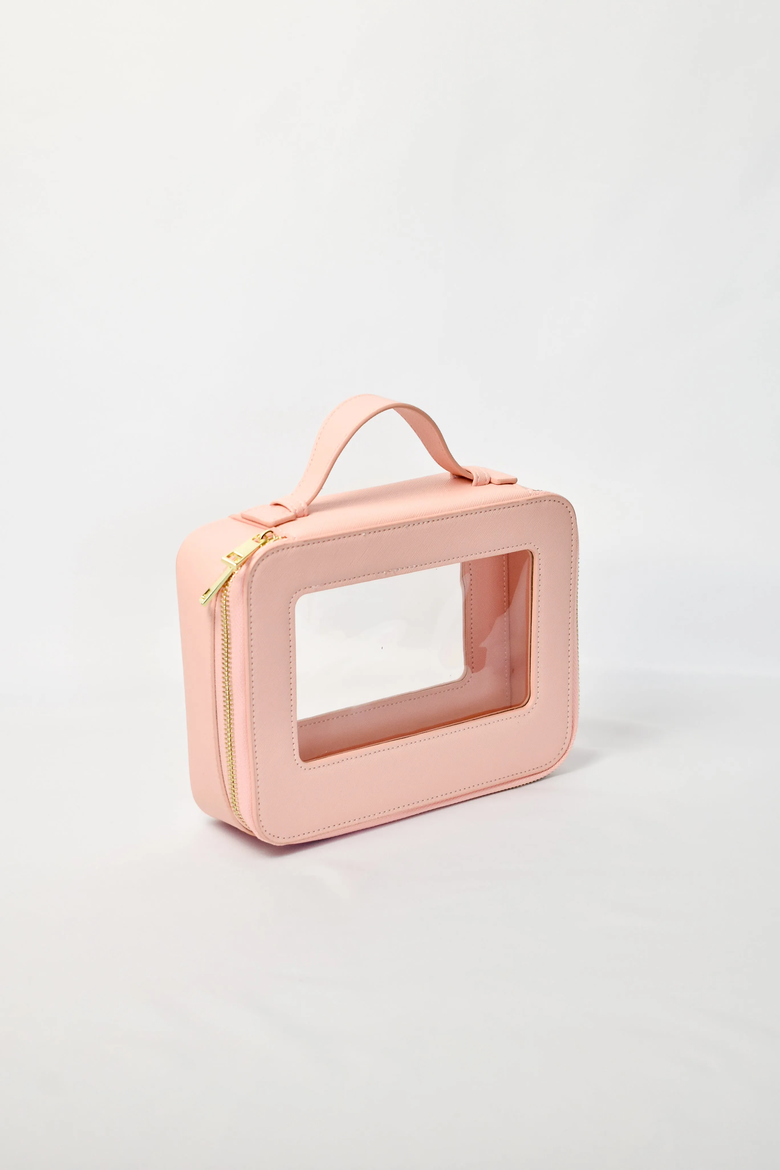 Clear Cosmetic Carry Case  - Pink