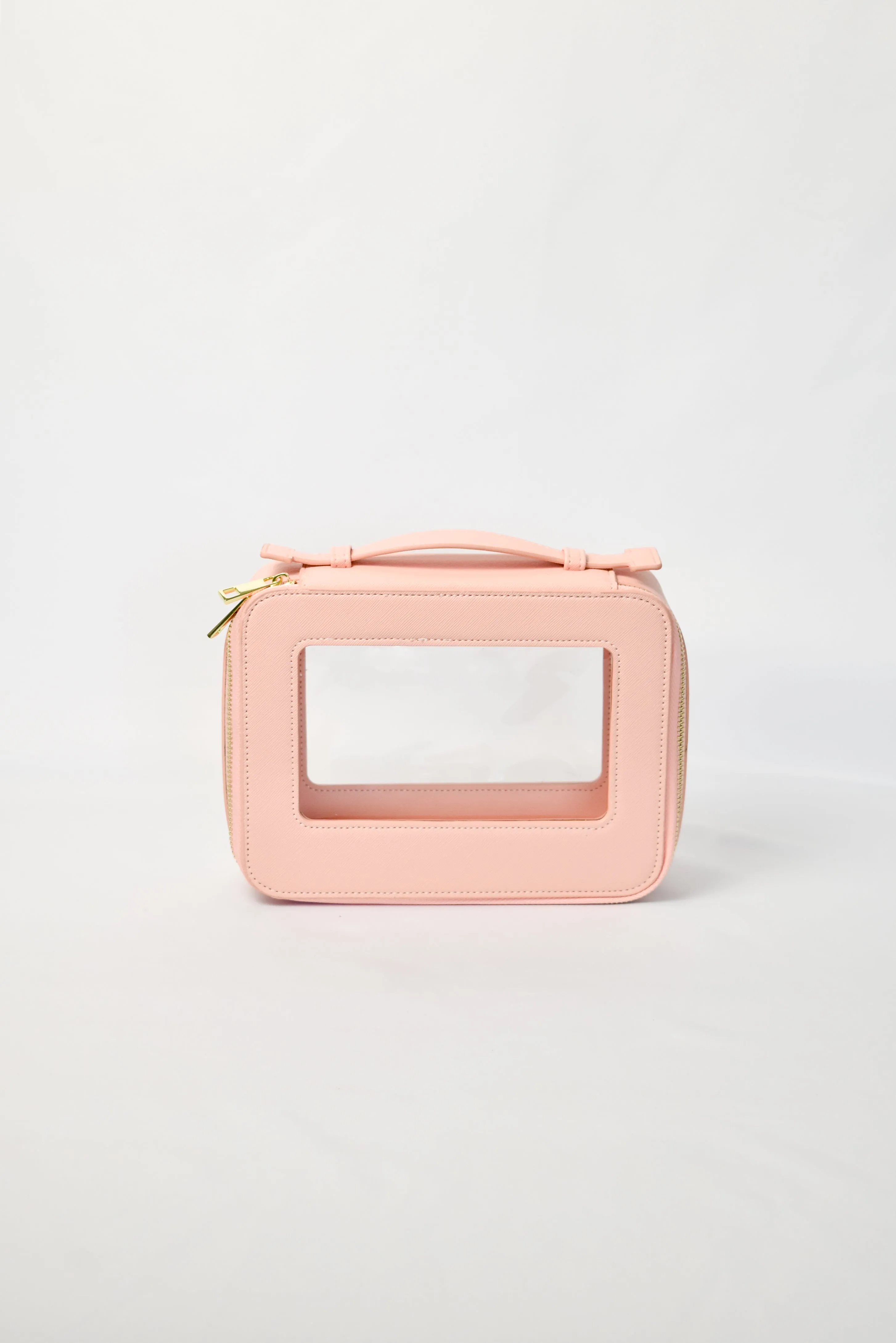 Clear Cosmetic Carry Case  - Pink