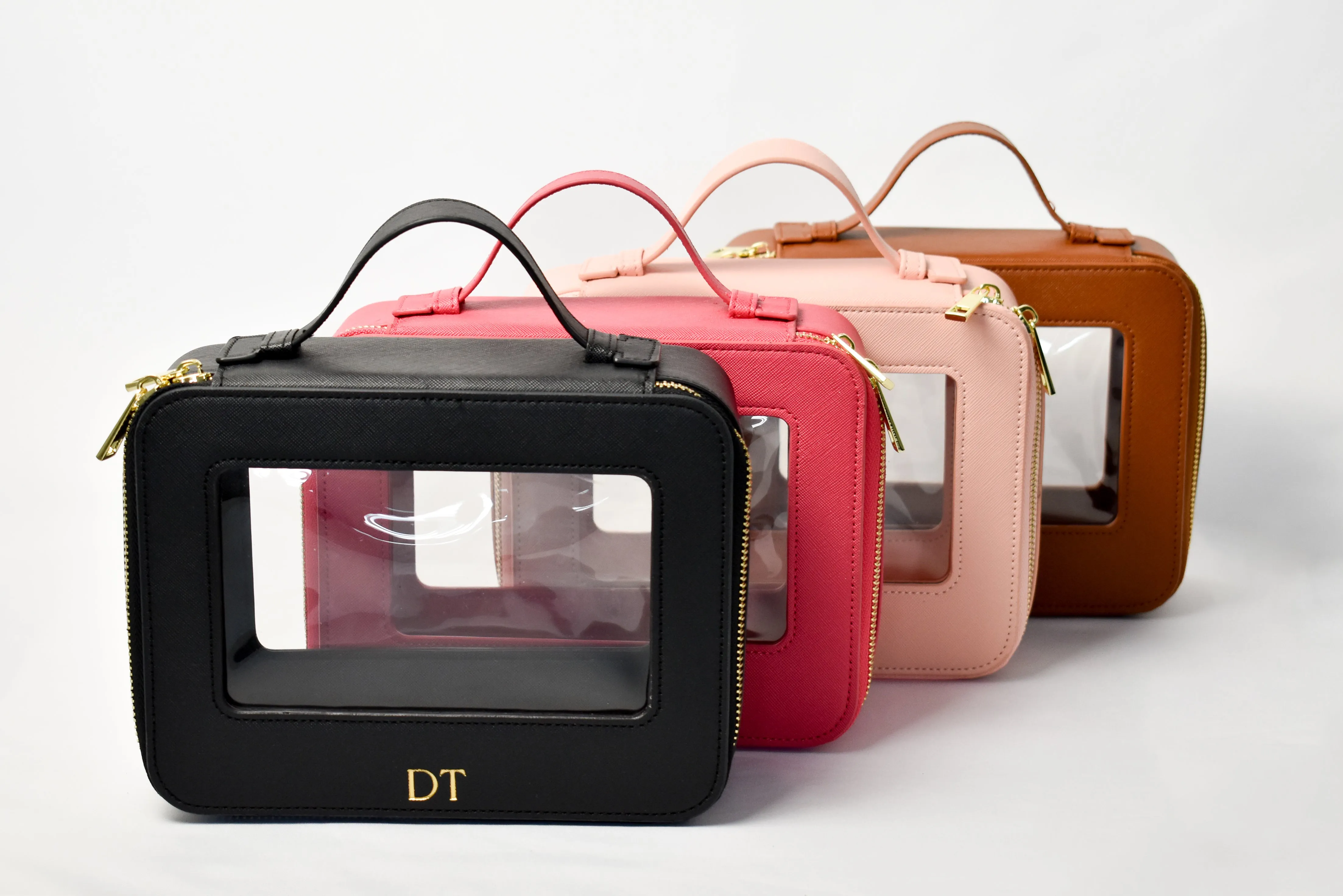 Clear Cosmetic Carry Case  - Pink
