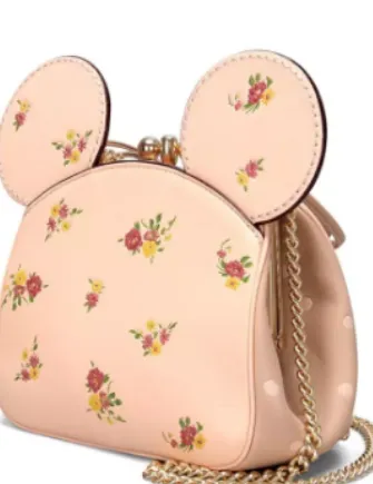 Coach Kisslock Bag With Floral Mix Print and Minnie Mouse Ears