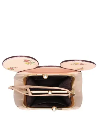 Coach Kisslock Bag With Floral Mix Print and Minnie Mouse Ears