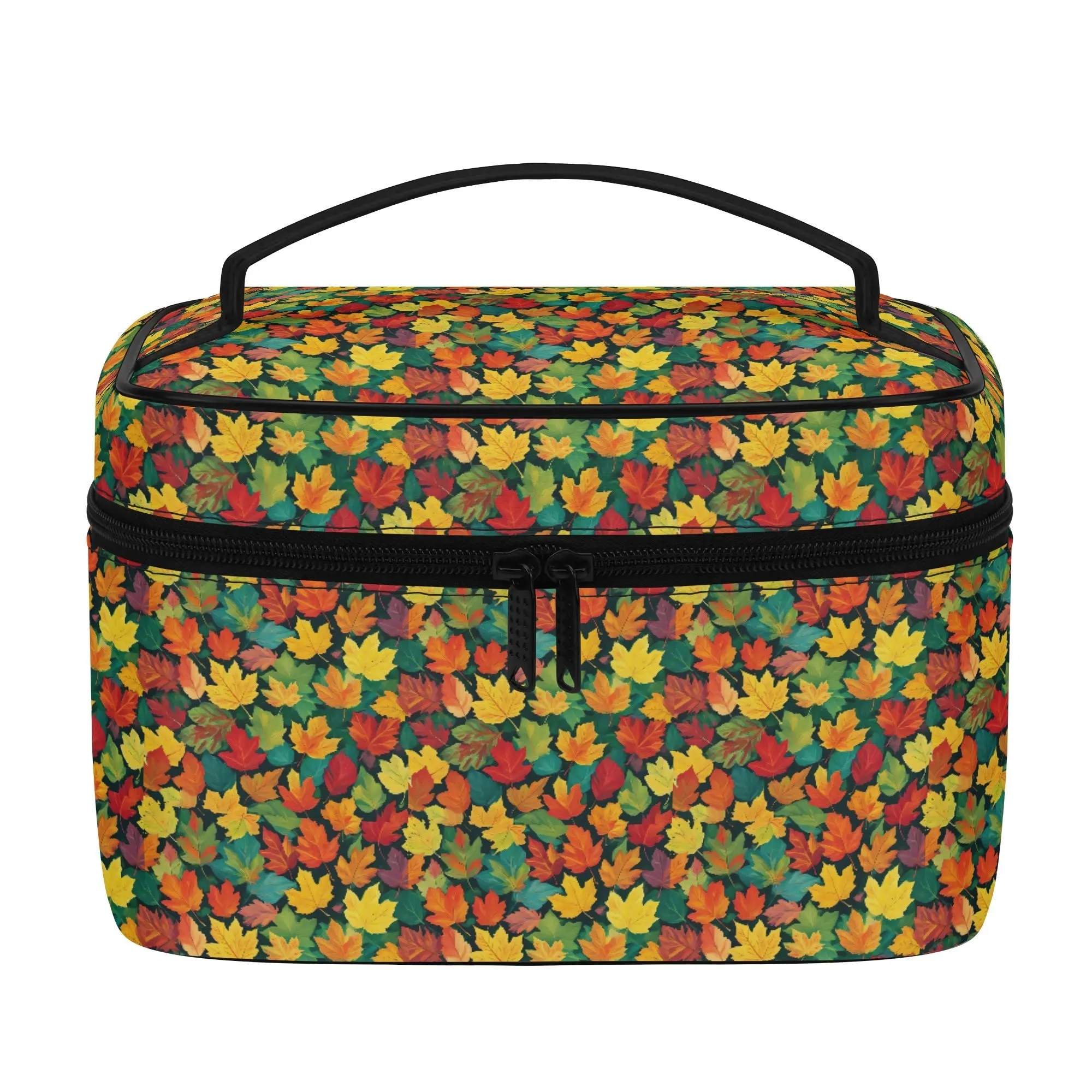 Colorful Leaves Leather Cosmetic Bag