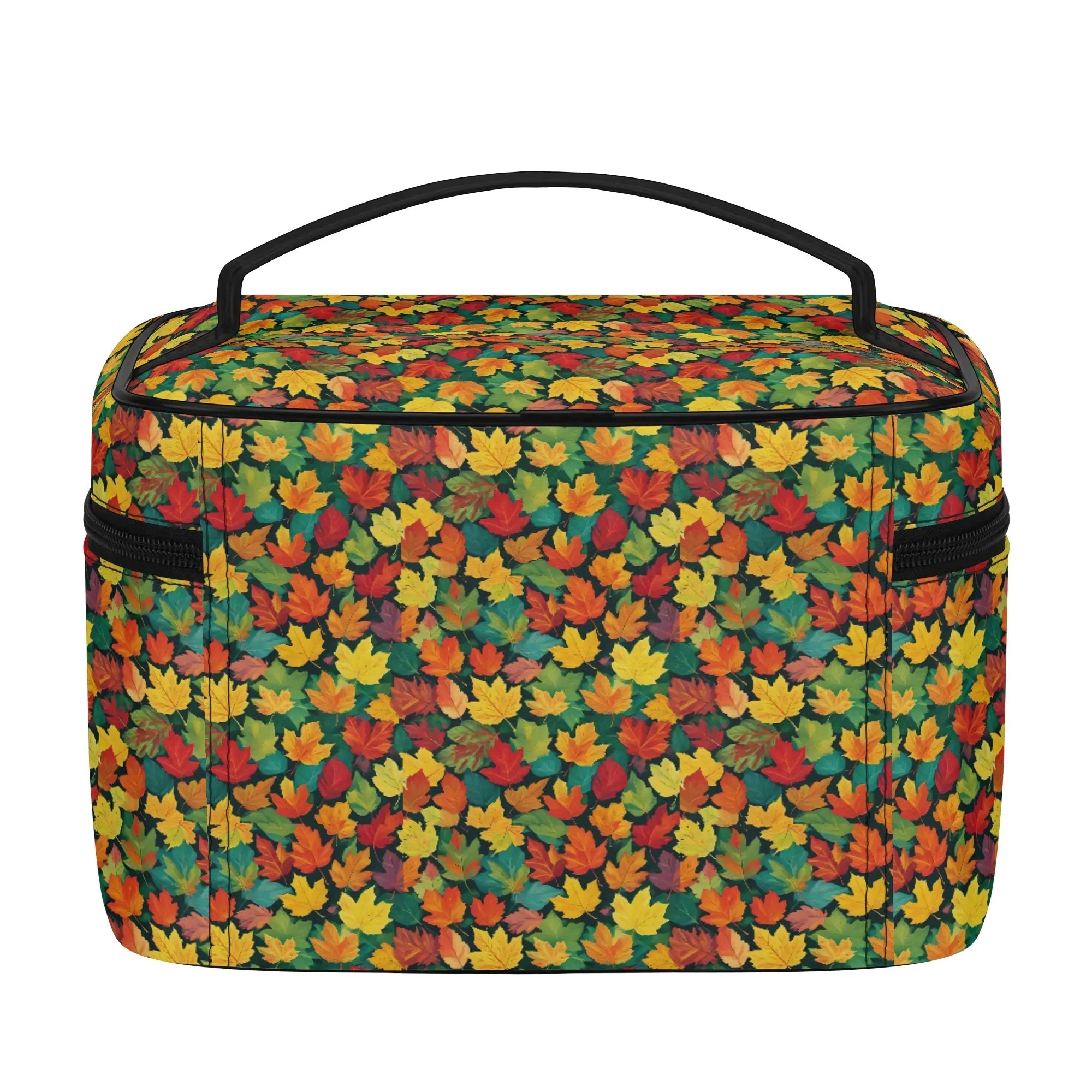 Colorful Leaves Leather Cosmetic Bag