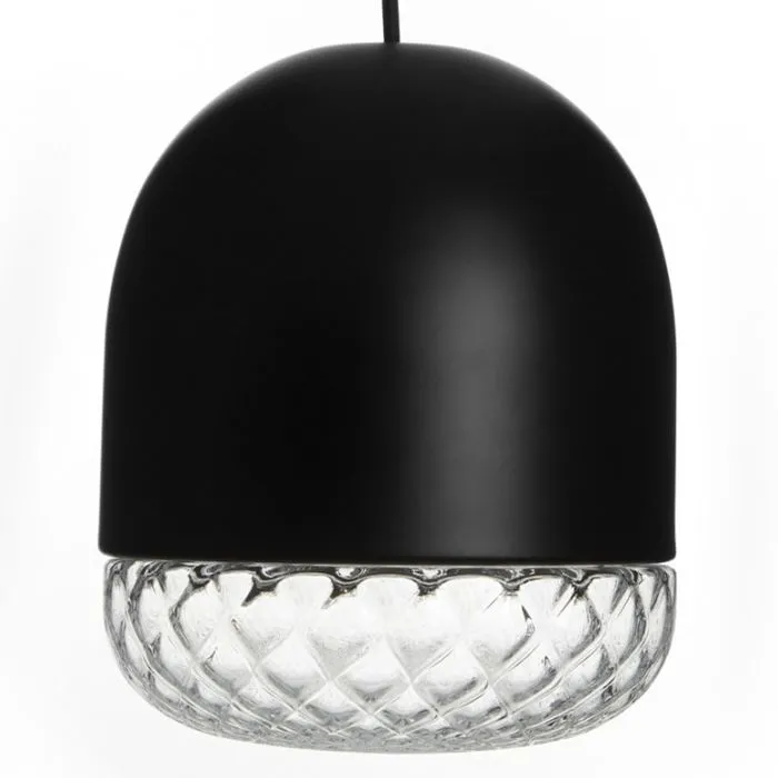 Copper or black pendant light with Murano balloton glass shade