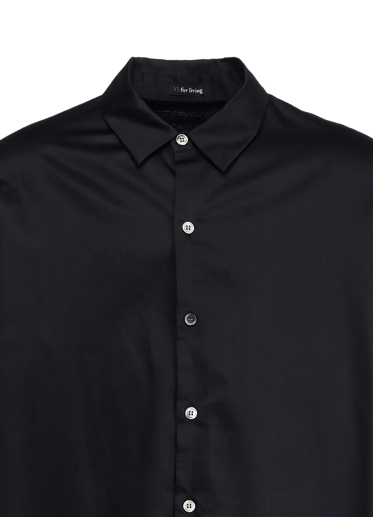 COTTON SATIN SWITCHING COLLAR SHIRT (L)