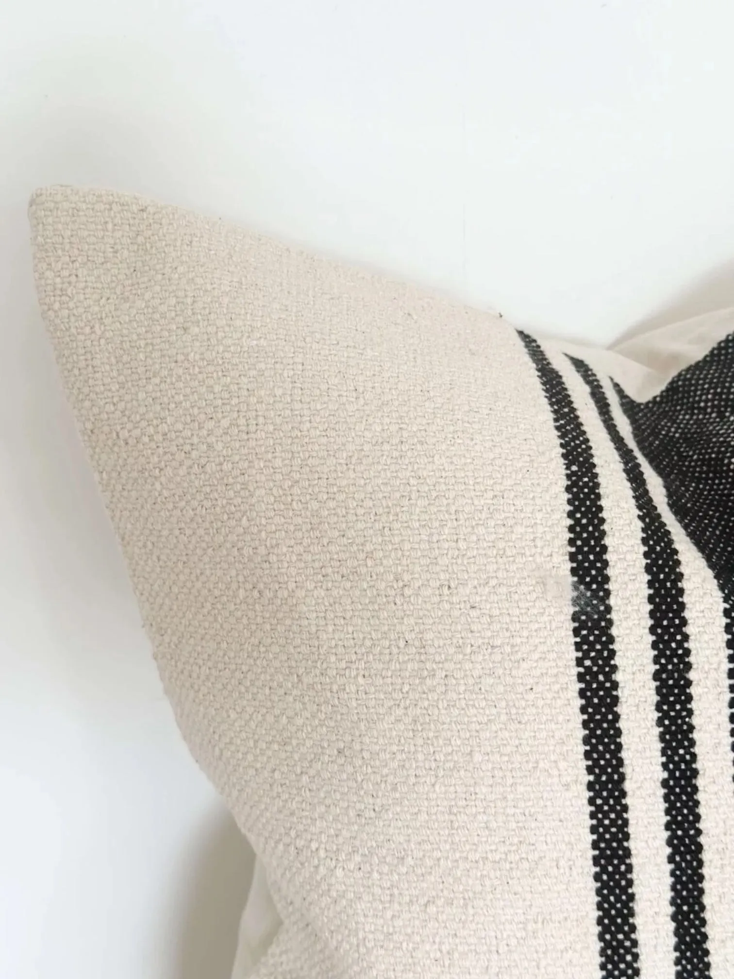 Cream And Black Striped 
Luxe Cotton Cushion Cover - 55cm x 55cm