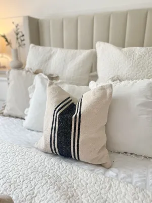Cream And Black Striped 
Luxe Cotton Cushion Cover - 55cm x 55cm