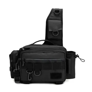 Crossbody Tackle Bag, 3 Zipper Compartments, Bottle Pocket, 2 Hooks