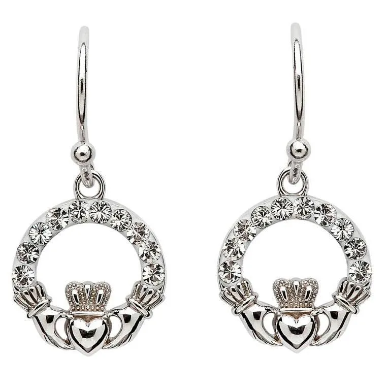Crystal Claddagh Earrings