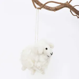 Curled Lamb Christmas Ornament