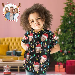 Custom Face Kid's Hawaiian Shirts Personalised Photo Christmas Family Xmas Leds Aloha Shirts