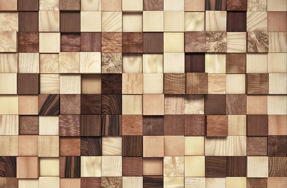 Custom Mural Geometric Soft Wood Block wallpaper (㎡)
