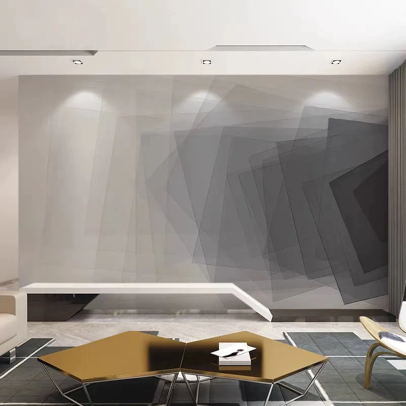 Custom Mural Wallpaper Black and White Abstract Squares (㎡)