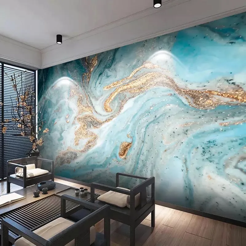 Custom Size Wallcovering Marble Effect Wallpaper Mural (㎡)