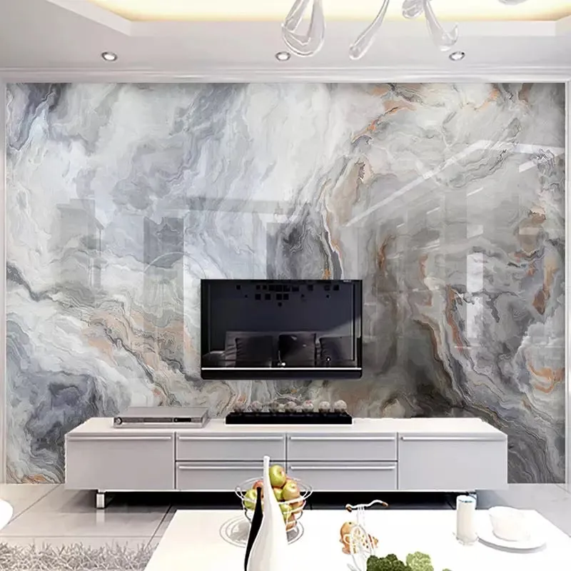 Custom Size Wallcovering Marble Effect Wallpaper Mural (㎡)