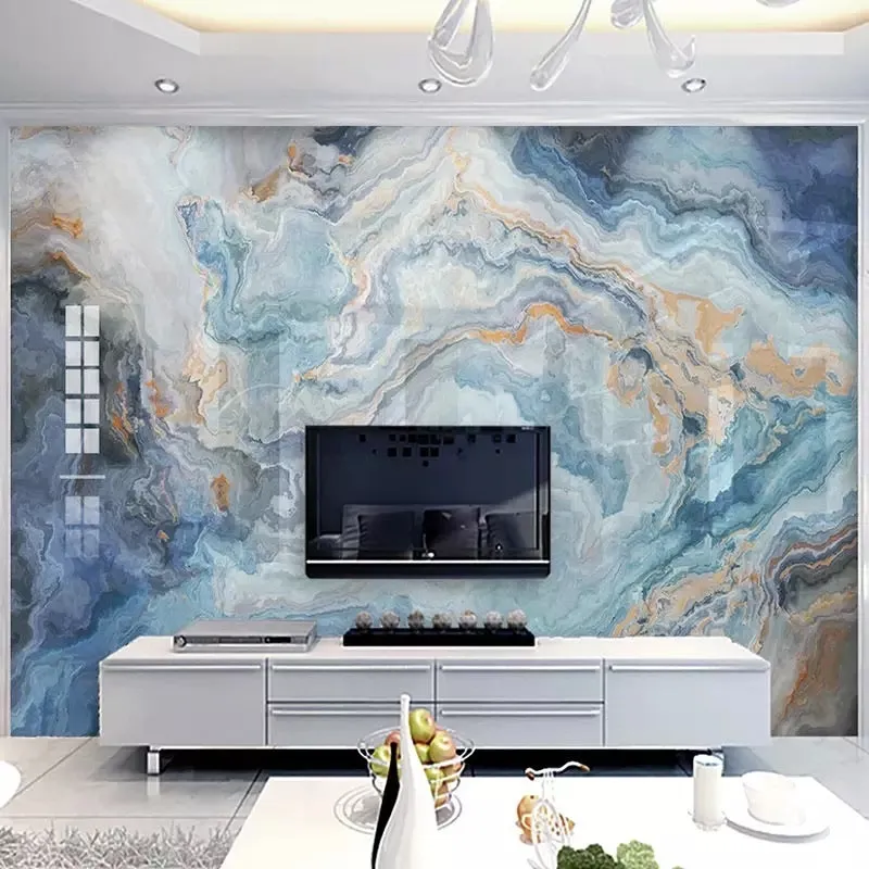 Custom Size Wallcovering Marble Effect Wallpaper Mural (㎡)