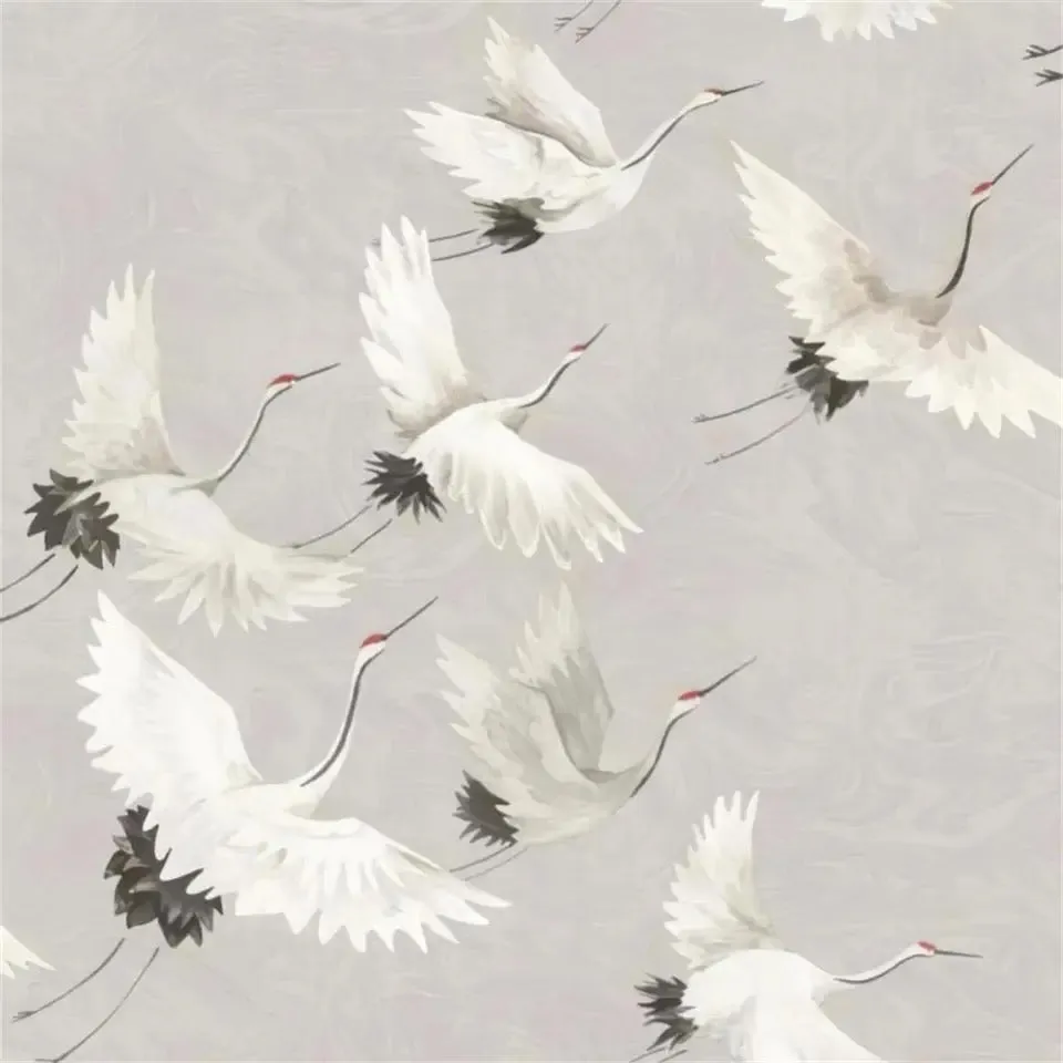 Custom Wallpaper Beautiful Crane Art Mural (㎡)