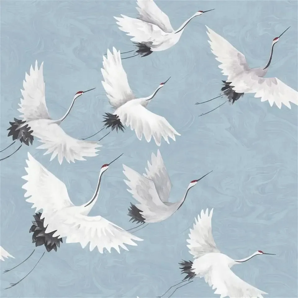 Custom Wallpaper Beautiful Crane Art Mural (㎡)