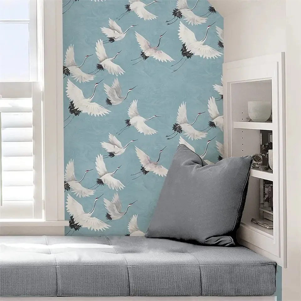 Custom Wallpaper Beautiful Crane Art Mural (㎡)