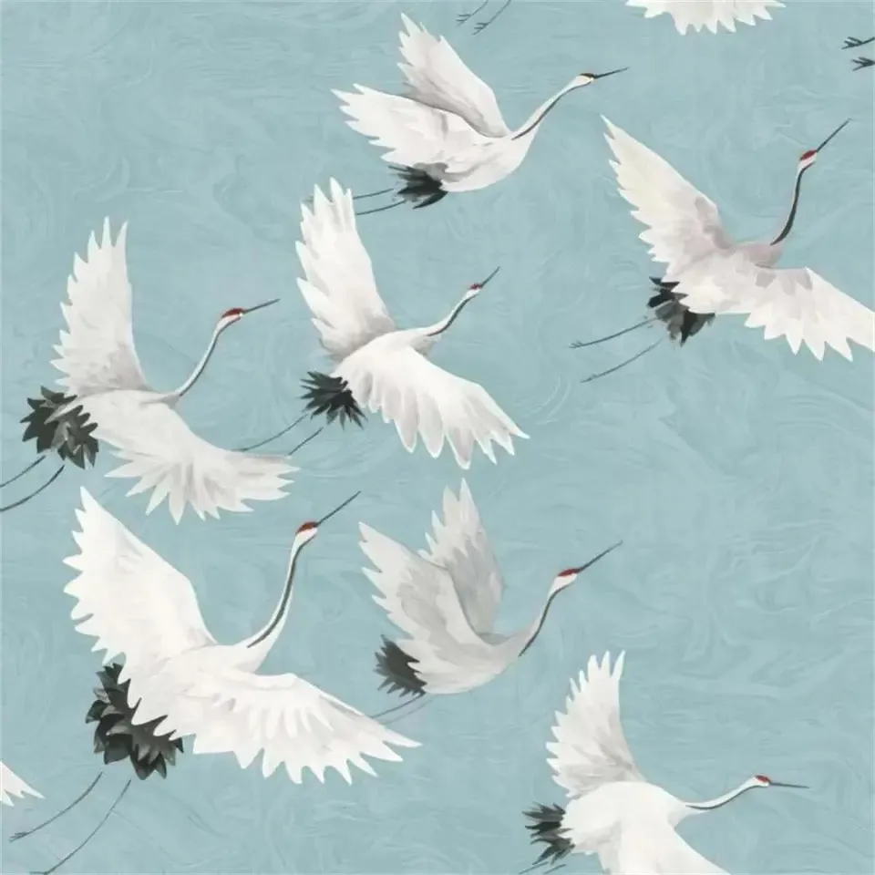 Custom Wallpaper Beautiful Crane Art Mural (㎡)