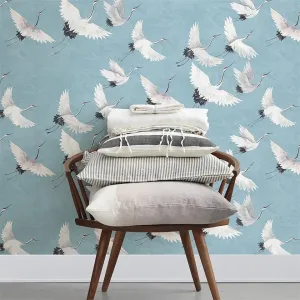 Custom Wallpaper Beautiful Crane Art Mural (㎡)
