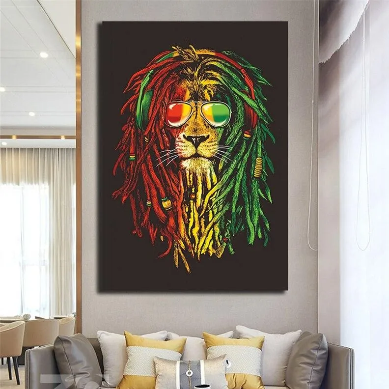 Custom Wallpaper Mural Abstract Colorful Lion Painting (㎡)