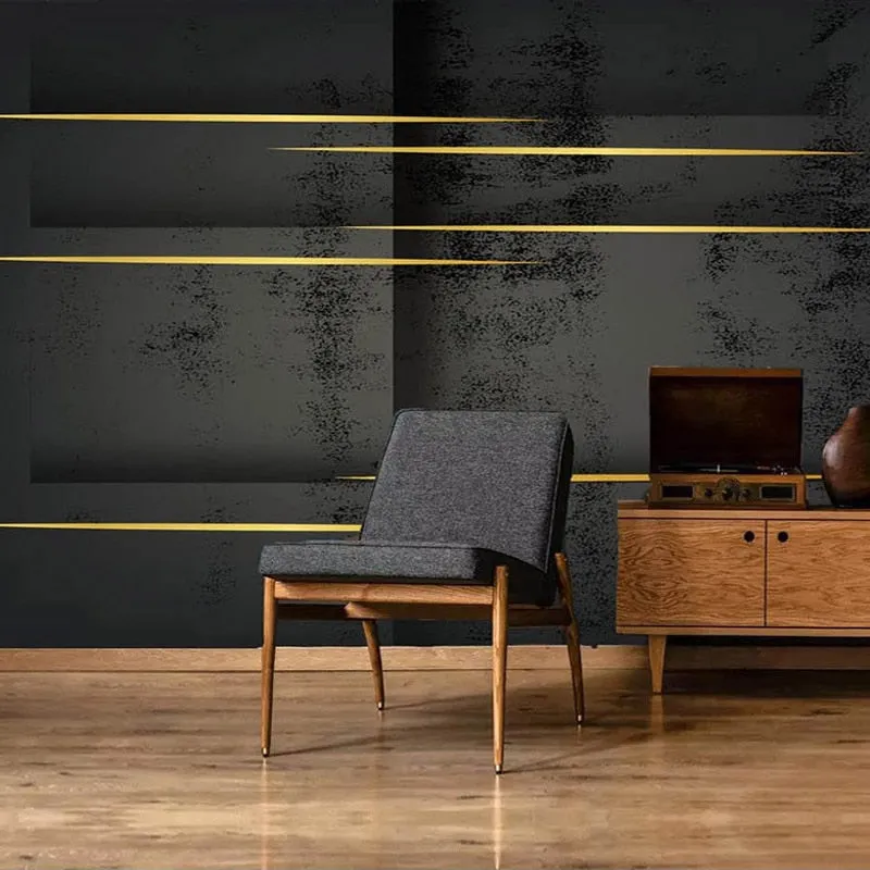 Custom Wallpaper Mural Abstract Geometric Gold Lines (㎡)
