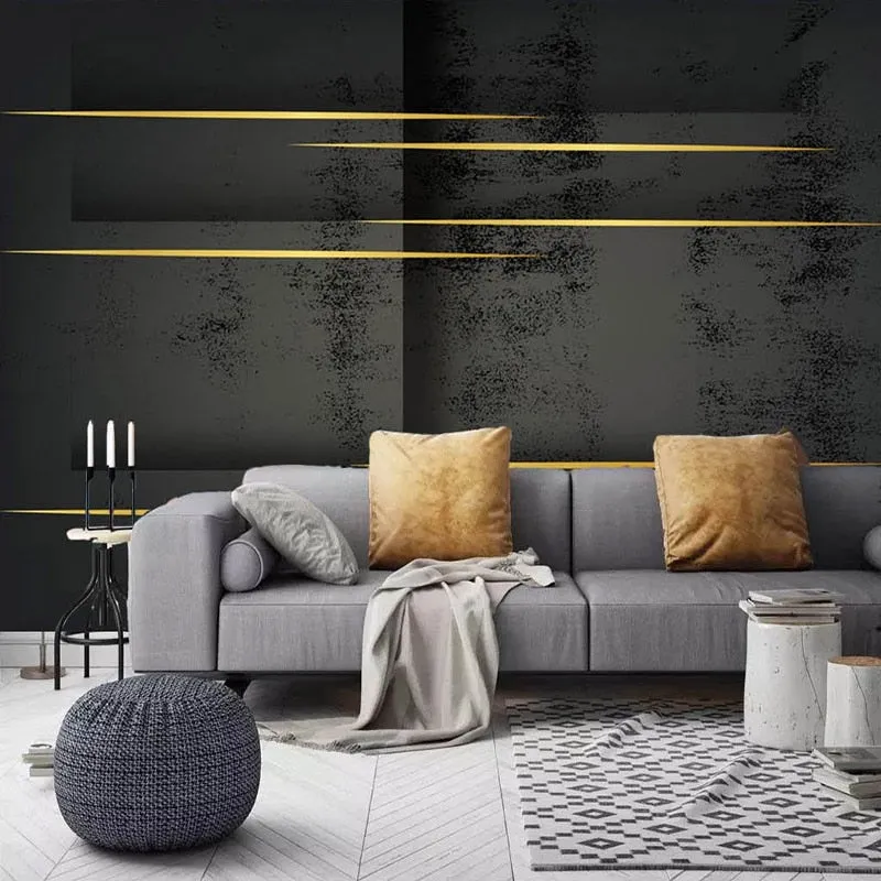 Custom Wallpaper Mural Abstract Geometric Gold Lines (㎡)