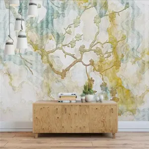 Custom Wallpaper Mural Chinese Style Abstract Flowers Birds (㎡)